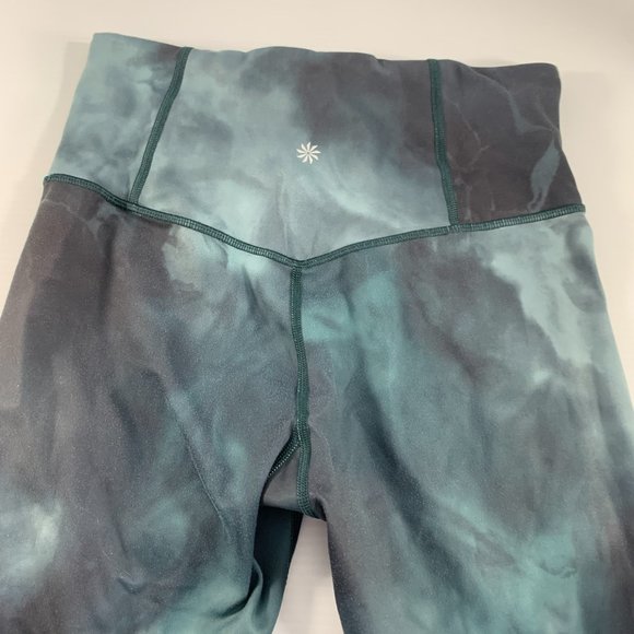 Athleta Womens Leggings Size Small Elation 7/8 Tight Ice Dye Printed Green Black - Picture 4 of 7